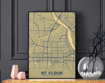 ST. CLOUD Minnesota MN usa poster color Hometown City Print Modern Home Decor Office Decoration Wall Art Dorm Bedroom Gift