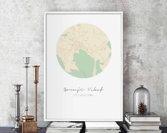 GORNJI VAKUF Bosnia Herzegovina map poster wall decor design modern minimal nordic travel bedroom home art retro dorm nursery housewarming