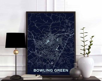 BOWLING GREEN Kentucky KY usa poster color Hometown City Print Modern Home Decor Office Decoration Wall Art Dorm Bedroom Gift