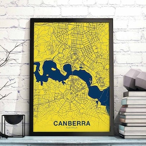 CANBERRA Australia mappa poster colore Città natale Città Stampa Moderna Decorazione per la casa Ufficio Decorazione Arte murale Dormitorio Camera da letto Regalo
