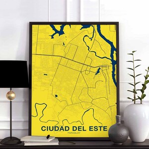 CIUDAD DEL ESTE Paraguay poster color Hometown City Print Modern Home Decor Office Decoration Wall Art Dorm Bedroom Gift