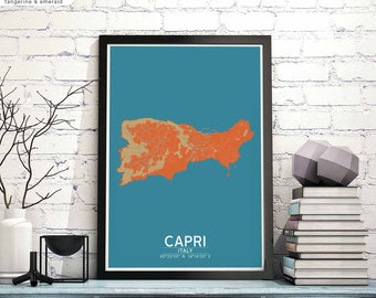 CAPRI Italy map poster black white Hometown City Print Modern Home Decor Office Decoration Wall Art Dorm Bedroom Gift