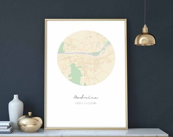 MODRICA Bosnia Herzegovina map poster wall decor design modern minimal nordic travel bedroom home art vintage retro dorm nursery