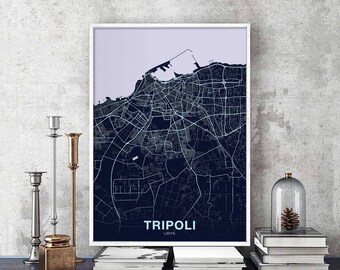 TRIPOLI Libya map poster color Hometown City Print Modern Home Decor Office Decoration Wall Art Dorm Bedroom Gift art