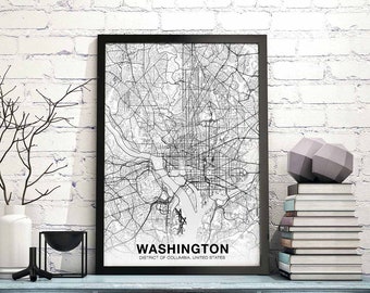 WASHINGTION DC USA map poster Hometown City Print Modern Home Decor Office Decoration Wall Art Dorm Bedroom Gift