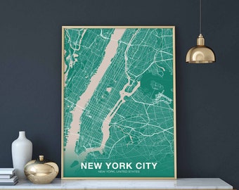 NEW YORK CITY New York ny us map poster color Hometown City Print Modern Home Decor Office Decoration Wall Art Dorm Bedroom Gift