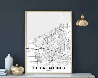 ST. CATHARINES Canada map poster Hometown City Print Modern Home Decor Office Decoration Wall Art Dorm Bedroom Gift