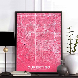 CUPERTINO California CA USA poster color Hometown City Print Modern Home Decor Office Decoration Wall Art Dorm Bedroom Gift