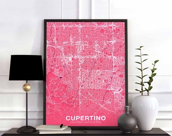 CUPERTINO California CA USA poster color Hometown City Print Modern Home Decor Office Decoration Wall Art Dorm Bedroom Gift