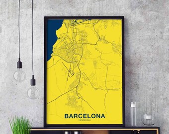BARCELONA Venezuela map poster colors Hometown City Print Modern Home Decor Office Decoration Wall Art Dorm Bedroom Gift