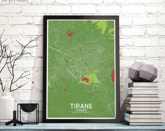 TIRANA Albania map poster black white Hometown City Print Modern Home Decor Office Decoration Wall Art Dorm Bedroom Gift