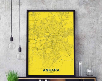 ANKARA Turkey poster color Hometown City Print Modern Home Decor Office Decoration Wall Art Dorm Bedroom Gift