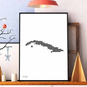 KUBA Landkarte Poster schwarz weiss Wand Kunst Karte Design modern schweizerisch skandinavisch skandinavisch