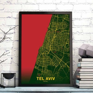 TEL AVIV israël couleur de l'affiche ville natale ville impression moderne décor à la maison bureau décoration mur art dortoir chambre cadeau