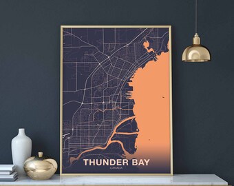 THUNDER BAY Canada poster color Hometown City Print Modern Home Decor Office Decoration Wall Art Dorm Bedroom Gift