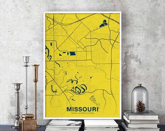 MISSOURI Texas TX USA poster color Hometown City Print Modern Home Decor Office Decoration Wall Art Dorm Bedroom Gift