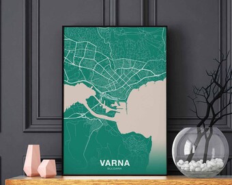 VARNA Bulgaria poster color Hometown City Print Modern Home Decor Office Decoration Wall Art Dorm Bedroom Gift