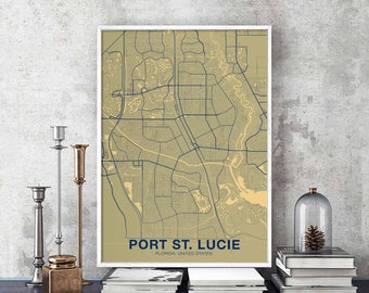 PORT ST. LUCIE Florida flusa poster color Hometown City Print Modern Home Decor Office Decoration Wall Art Dorm Bedroom Gift