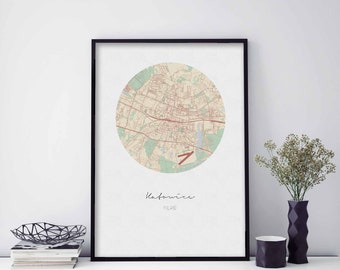 KATOWICE Poland map poster wall decor design modern minimal nordic travel bedroom home art vintage retro dorm nursery housewarming