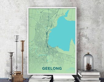 GEELONG Australia map poster color Hometown City Print Modern Home Decor Office Decoration Wall Art Dorm Bedroom Gift