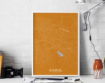 KABUL Afghanistan map poster color Hometown City Print Modern Home Decor Office Decoration Wall Art Dorm Bedroom Gift