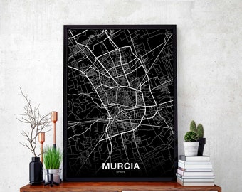 MURCIA Spain map poster black white Hometown City Print Modern Home Decor Office Decoration Wall Art Dorm Bedroom Gift