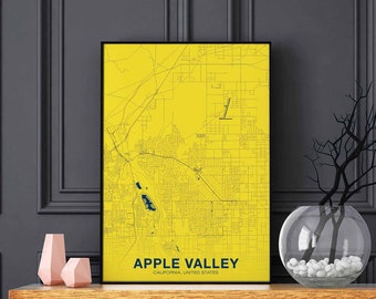 APPLE VALLEY California CA usa poster color Hometown City Print Modern Home Decor Office Decoration Wall Art Dorm Bedroom Gift