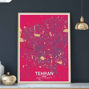 Téhéran Iran carte affiche noir blanc ville natale ville impression moderne décor à la maison bureau décoration mur art dortoir chambre cadeau