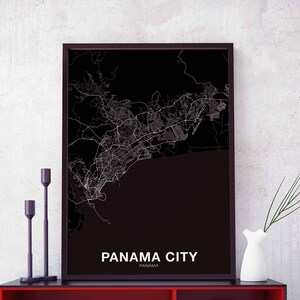 PANAMA CITY Panama map poster black white Hometown City Print Modern Home Decor Office Decoration Wall Art Dorm Bedroom Gift