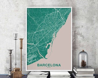 BARCELONA Spain poster color Hometown City Print Modern Home Decor Office Decoration Wall Art Dorm Bedroom Gift