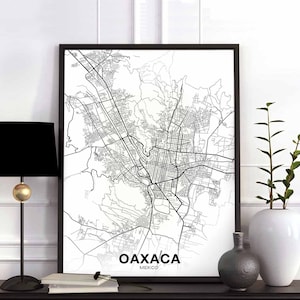 OAXACA mexique carte affiche ville natale ville impression moderne décor à la maison bureau décoration mur art dortoir chambre cadeau