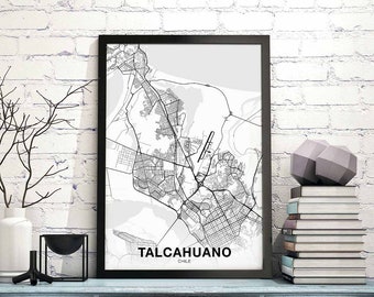 TALCAHUANO Chile map poster black white Hometown City Print Modern Home Decor Office Decoration Wall Art Dorm Bedroom Gift