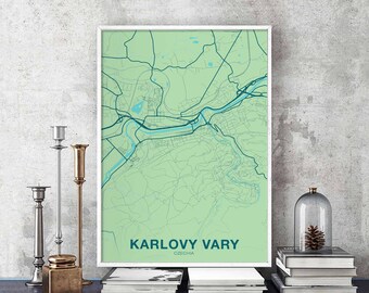 KARLOVY VARY Czechia map poster color Hometown City Print Modern Home Decor Office Decoration Wall Art Dorm Bedroom Gift