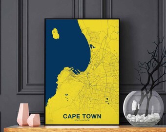 CAPE TOWN South Africa map poster color Hometown City Print Modern Home Decor Office Decoration Wall Art Dorm Bedroom Gift