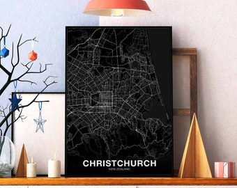 CHRISTCHURCH New Zealand map poster Hometown City Print Modern Home Decor Office Decoration Wall Art Dorm Bedroom Gift