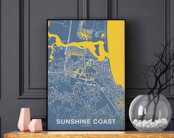 SUNSHINE COAST Australia poster color Hometown City Print Modern Home Decor Office Decoration Wall Art Dorm Bedroom Gift