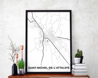 ST-MICHEL-de-L'ATTALAYE Haiti map poster black white Hometown City Print Modern Home Decor Office Decoration Wall Art Dorm Bedroom Gift
