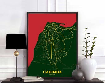 CABINDA Angola map poster color Hometown City Print Modern Home Decor Office Decoration Wall Art Dorm Bedroom Gift