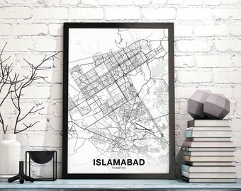 ISLAMABAD Pakistan map poster Hometown City Print Modern Home Decor Office Decoration Wall Art Dorm Bedroom Gift
