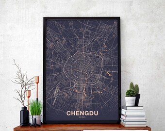 CHENGDU China map poster color Hometown City Print Modern Home Decor Office Decoration Wall Art Dorm Bedroom Gift