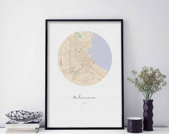 PALERMO Italy map poster wall decor design modern minimal nordic travel bedroom home art vintage retro dorm nursery housewarming