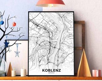 KOBLENZ Germany map poster Hometown City Print Modern Home Decor Office Decoration Wall Art Dorm Bedroom Gift