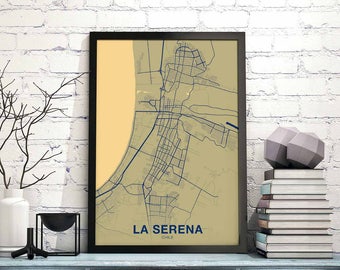 LA SERENA Chile map poster color Hometown City Print Modern Home Decor Office Decoration Wall Art Dorm Bedroom Gift