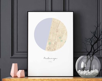 NETANYA Israel map poster wall decor design modern minimal nordic travel bedroom home art vintage retro dorm nursery housewarming