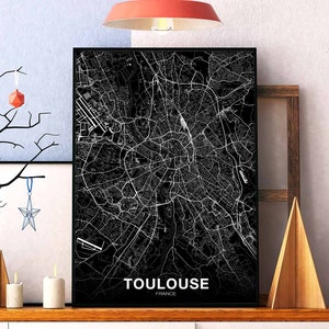 TOULOUSE Frankreich Karte Poster Heimatstadt Stadt Druck Modernes Wohnkultur Büro Dekoration Wand Kunst Wohnheim Schlafzimmer Geschenk