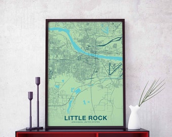 LITTLE ROCK Arkansas AR usa poster color Hometown City Print Modern Home Decor Office Decoration Wall Art Dorm Bedroom Gift