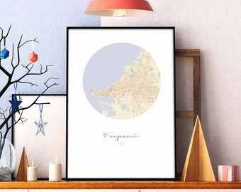 TRAPANI Italy map poster wall decor design modern minimal nordic travel bedroom home art vintage retro dorm nursery housewarming