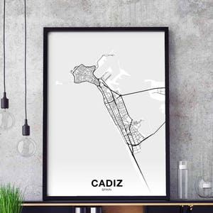 CADIX espagne carte affiche ville natale ville impression moderne décor à la maison bureau décoration mur art dortoir chambre cadeau