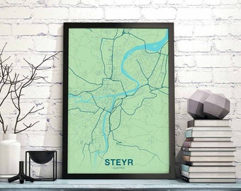 STEYR Austria poster color Hometown City Print Modern Home Decor Office Decoration Wall Art Dorm Bedroom Gift