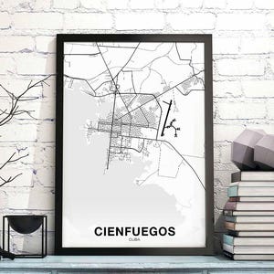 CIENFUEGOS Cuba map poster Hometown City Print Modern Home Decor Office Decoration Wall Art Dorm Bedroom Gift